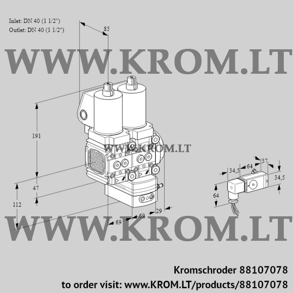 Kromschroder VCD 2T40N/40N05FND-50QGL/PPPP/2-PP, 88107078 pressure regulator, 88107078