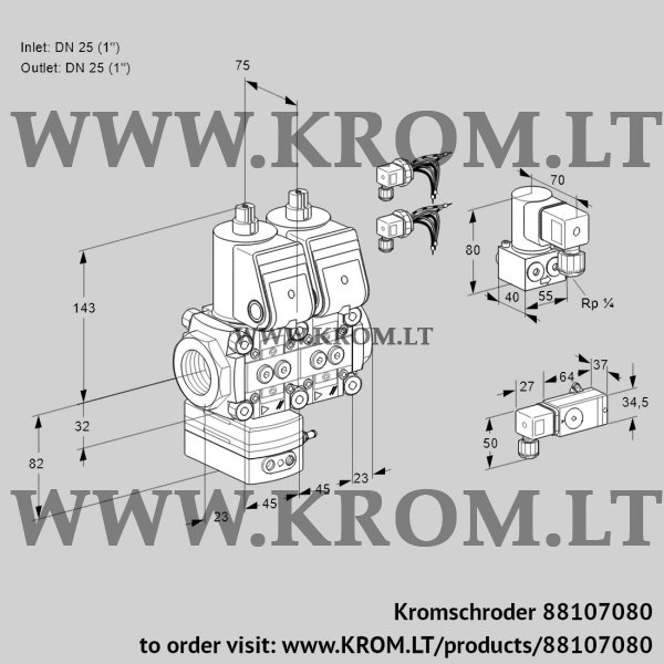 Kromschroder VCG 1E25R/25R05GENWR6/3--4/PPZY, 88107080 air/gas ratio control, 88107080