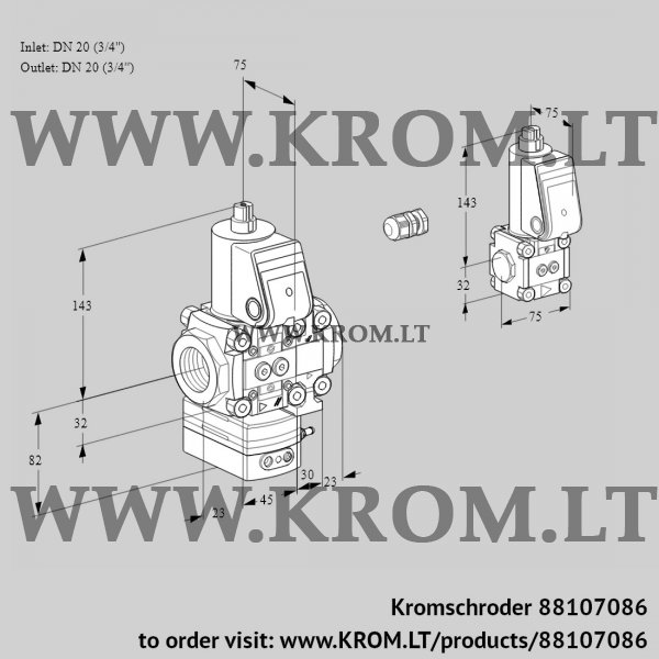 Kromschroder VAG 1E20R/20R05GEVWR/PP/ZS, 88107086 air/gas ratio control, 88107086