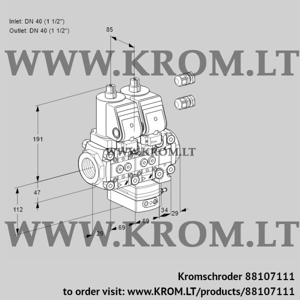 Kromschroder VCH 2E40R/40R05NHEVQSR3/PPPP/PPPP, 88107111 flow rate regulator, 88107111