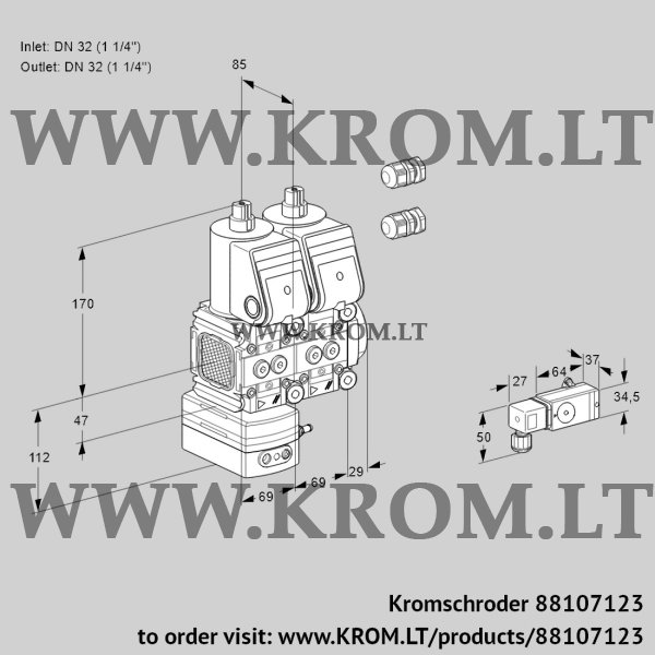 Kromschroder VCD 2E32R/32R05FD-25NWR3/3-PP/PPPP, 88107123 pressure regulator, 88107123