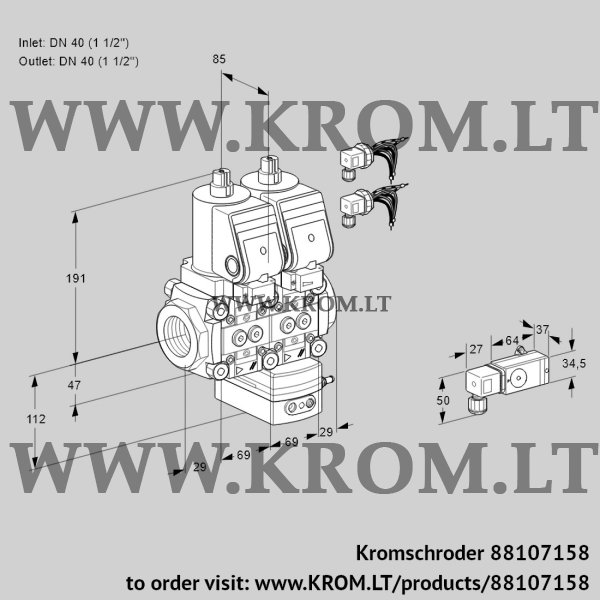 Kromschroder VCD 2E40R/40R05ND-25WGR8/1--2/PPPP, 88107158 pressure regulator, 88107158