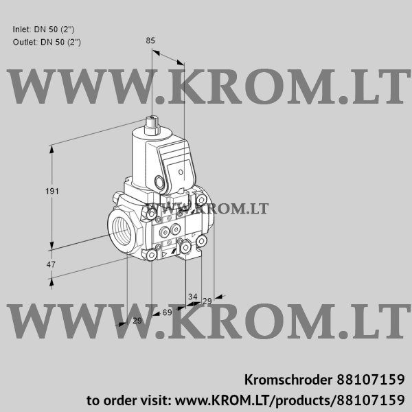 Kromschroder VAS 2T50N/50N05NVQSR/PP/PP, 88107159 gas solenoid valve, 88107159