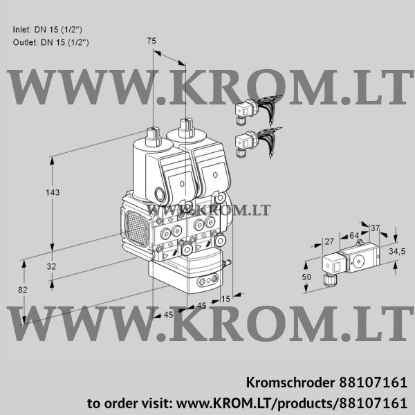 Kromschroder VCD 1E15R/15R05FND-25WR6/2-PP/PPPP, 88107161 pressure regulator, 88107161