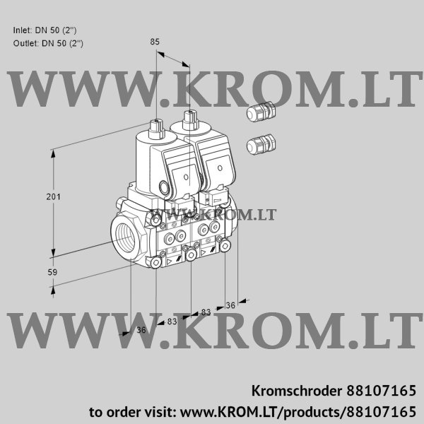 Kromschroder VCS 3E50R/50R05NNKGR3/PPPP/PPPP, 88107165 double solenoid valve, 88107165