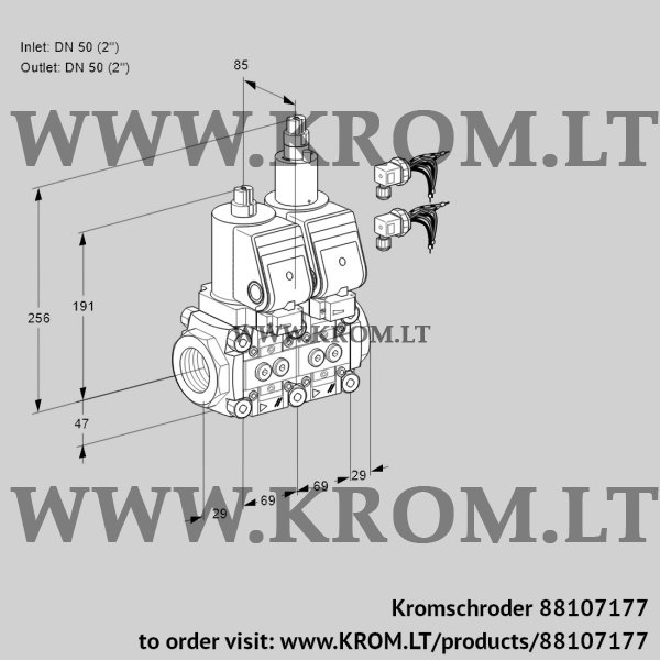 Kromschroder VCS 2E50R/50R05NLWGR8/PPPP/PPPP, 88107177 double solenoid valve, 88107177