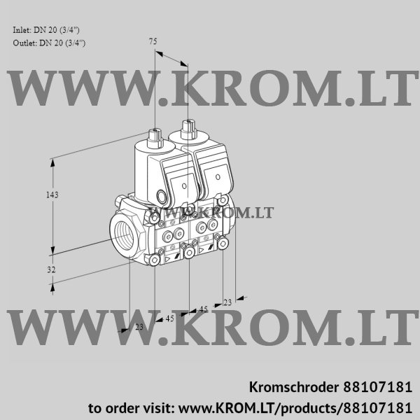 Kromschroder VCS 1E20R/20R05NNWR/PPPP/PPPP, 88107181 double solenoid valve, 88107181