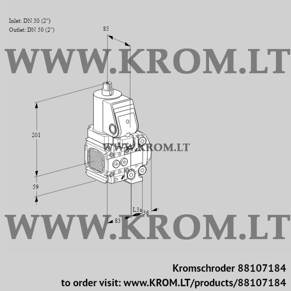 Kromschroder VAS 3T50N/50N05FNVQSR/PP/PP, 88107184 gas solenoid valve, 88107184