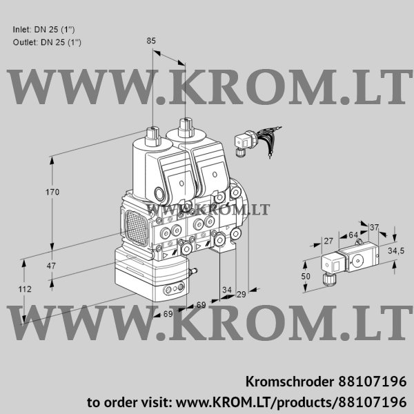 Kromschroder VCD 2E25R/25R05FD-50NVWR/2-PP/PPPP, 88107196 pressure regulator, 88107196