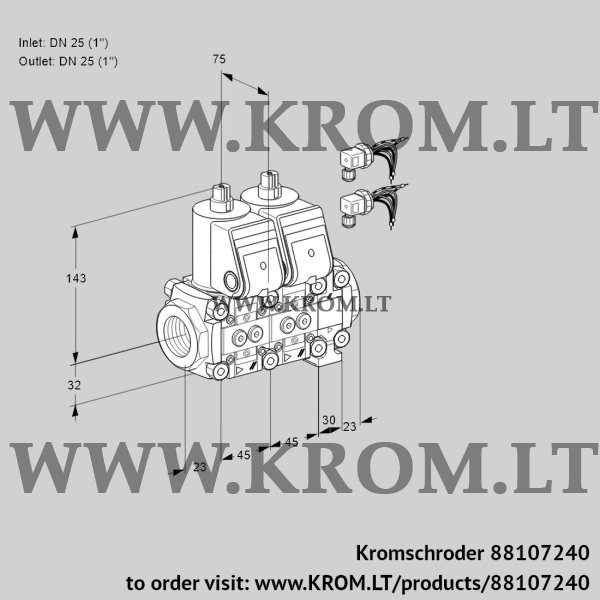 Kromschroder VCS 1E25R/25R05NNVWR6/PPPP/PPPP, 88107240 double solenoid valve, 88107240