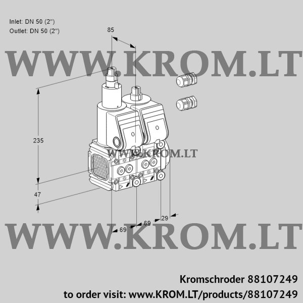 Kromschroder VCS 2E50R/50R05FLNWR3/PPPP/PPPP, 88107249 double solenoid valve, 88107249