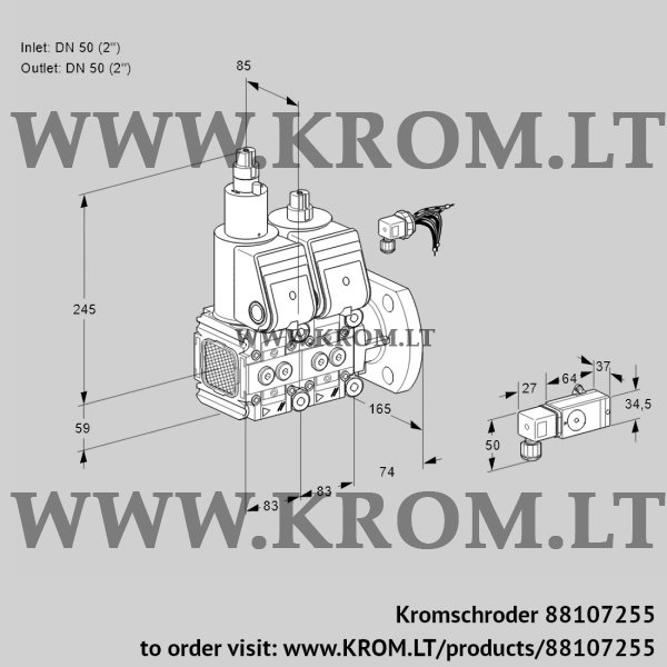 Kromschroder VCS 3E50F/50F05FLNWR/3--3/PP-4, 88107255 double solenoid valve, 88107255