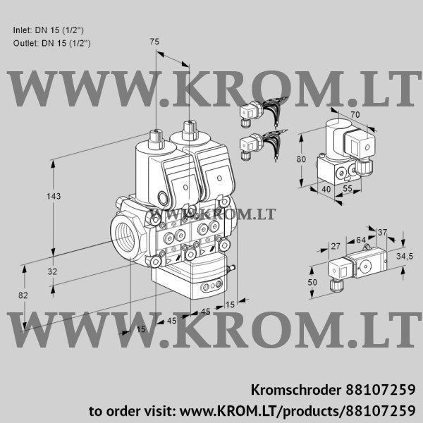 Kromschroder VCG 1E15R/15R05NGEWR6/-3PP/PPBY, 88107259 air/gas ratio control, 88107259