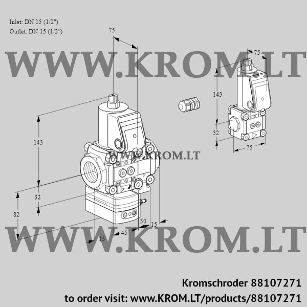 Kromschroder VAG 1E15R/15R05GEVWR/PP/ZS, 88107271 air/gas ratio control, 88107271