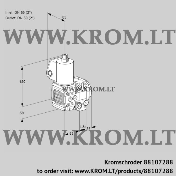 Kromschroder VAS 3T50N/50N05FNVQL/PP/PP, 88107288 gas solenoid valve, 88107288