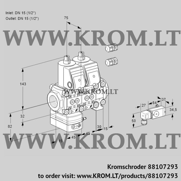 Kromschroder VCD 1E15R/15R05D-25NVWR3/3-PP/PPPP, 88107293 pressure regulator, 88107293