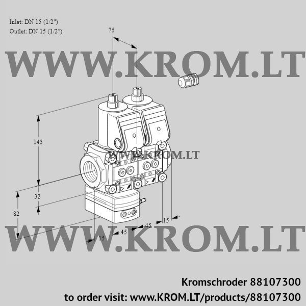 Kromschroder VCD 1E15R/15R05D-100NWR/PPPP/PPPP, 88107300 pressure regulator, 88107300