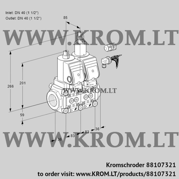 Kromschroder VCS 3E40R/40R05NLWGR8/PPPP/PPPP, 88107321 double solenoid valve, 88107321