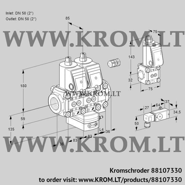 Kromschroder VCG 3E50R/50R05NGEVWR/-3PP/PPBS, 88107330 air/gas ratio control, 88107330