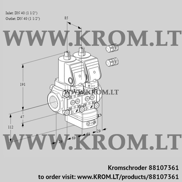 Kromschroder VCH 2E40R/40R05NHEWSR3/PPPP/PPPP, 88107361 flow rate regulator, 88107361