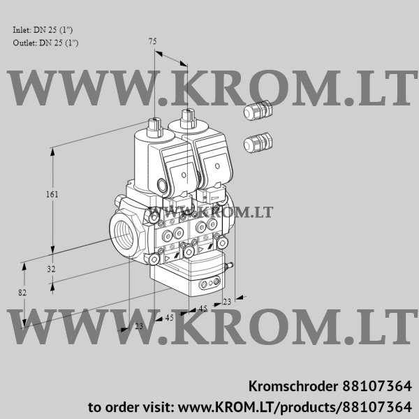 Kromschroder VCV 1E25R/25R05NVKWSR3/PPPP/PPPP, 88107364 air/gas ratio control, 88107364