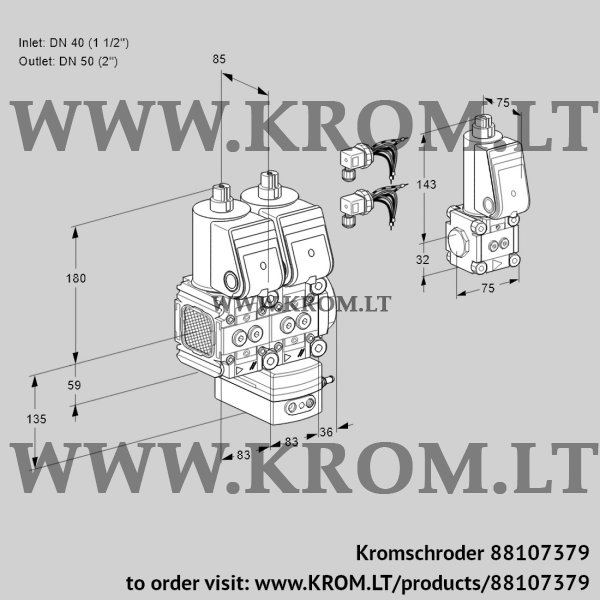 Kromschroder VCD 3E40R/50R05FND-50WR6/PPPP/PPZS, 88107379 pressure regulator, 88107379