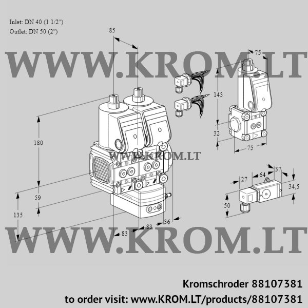 Kromschroder VCD 3E40R/50R05FND-50WR6/-2PP/PPZS, 88107381 pressure regulator, 88107381