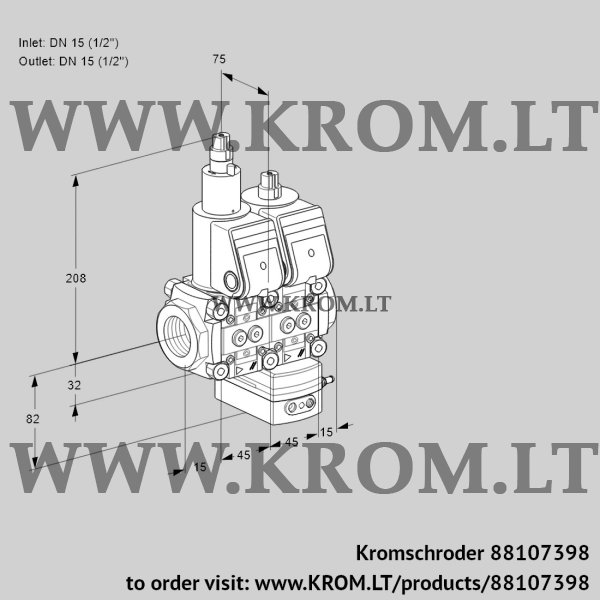 Kromschroder VCG 1E15R/15R05LGKWR/PPPP/PPPP, 88107398 air/gas ratio control, 88107398