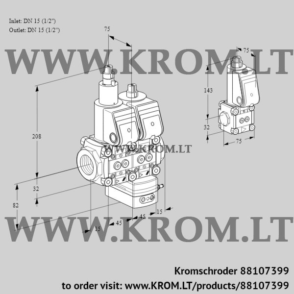 Kromschroder VCG 1E15R/15R05LGKWR/PPPP/PPBS, 88107399 air/gas ratio control, 88107399