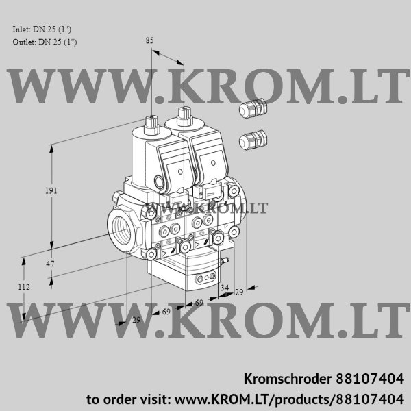 Kromschroder VCV 2E25R/25R05NVKVWSR3/PPPP/PPPP, 88107404 air/gas ratio control, 88107404