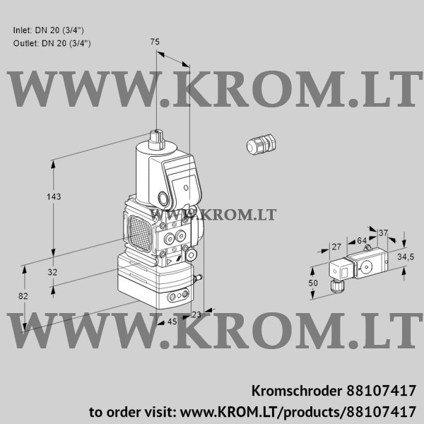 Kromschroder VAD 1E20R/20R05FD-25WR/2-/PP, 88107417 pressure regulator, 88107417