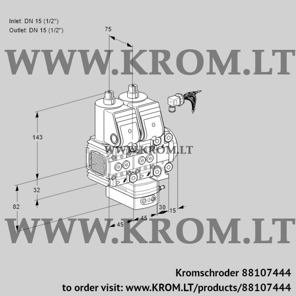 Kromschroder VCV 1E15R/15R05FNVKVWR/PPPP/PPPP, 88107444 air/gas ratio control, 88107444