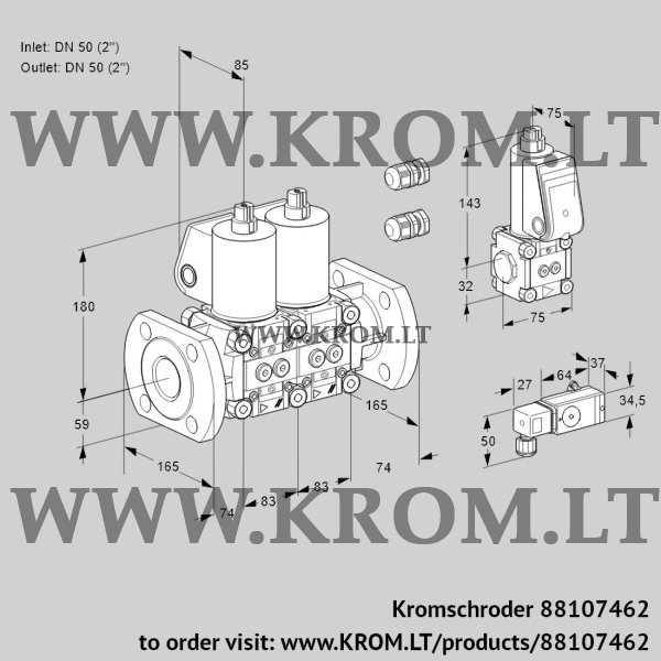 Kromschroder VCS 3E50F/50F05NNWL3/ZSPP/PP3-, 88107462 double solenoid valve, 88107462