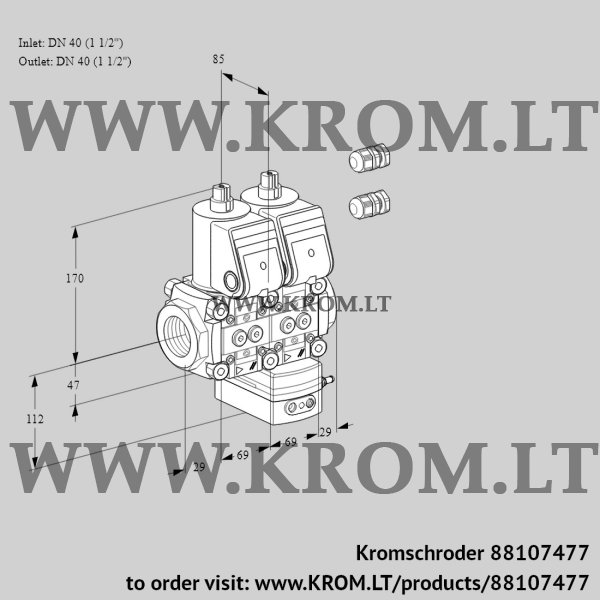 Kromschroder VCG 2E40R/40R05NGEPR3/PPPP/PPPP, 88107477 air/gas ratio control, 88107477