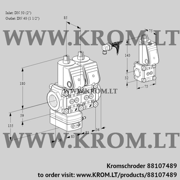 Kromschroder VCD 3E50R/40R05D-25NWR/PPPP/PPZS, 88107489 pressure regulator, 88107489