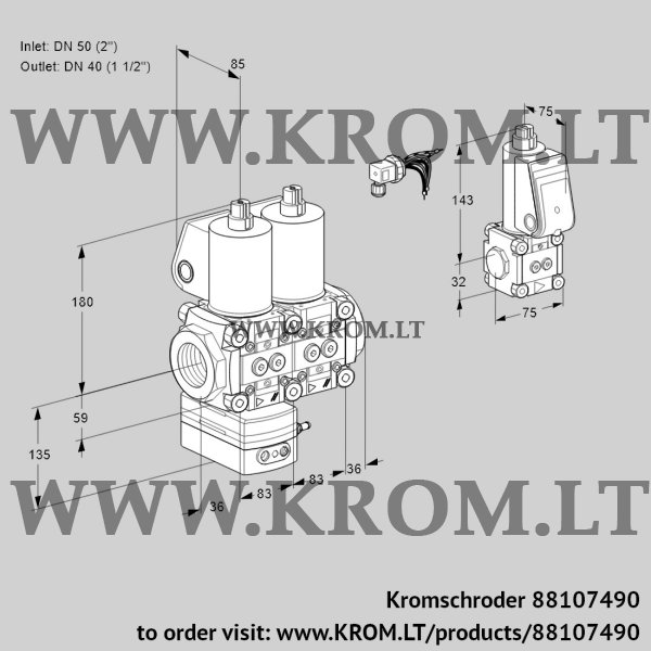 Kromschroder VCD 3E50R/40R05D-25NWL/PPZS/PPPP, 88107490 pressure regulator, 88107490