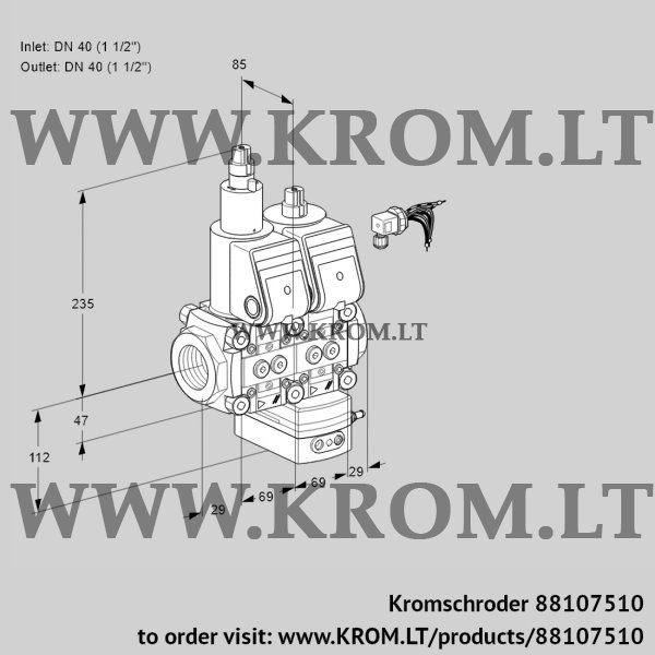 Kromschroder VCD 2E40R/40R05LD-25WR/PPPP/PPPP, 88107510 pressure regulator, 88107510