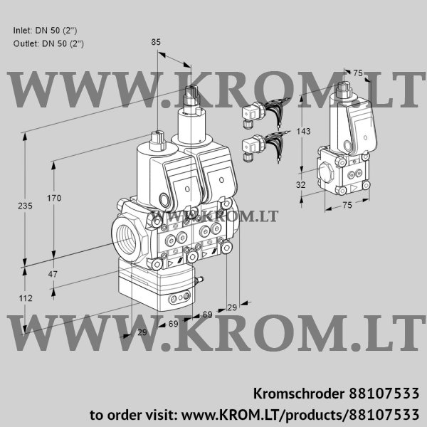 Kromschroder VCD 2E50R/50R05D-100LWR6/PPPP/PPZS, 88107533 pressure regulator, 88107533