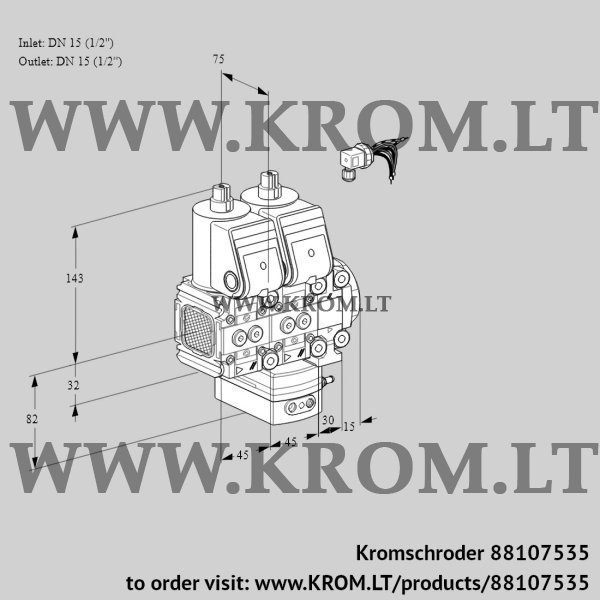 Kromschroder VCG 1E15R/15R05FNGEVWR/PPPP/PPPP, 88107535 air/gas ratio control, 88107535