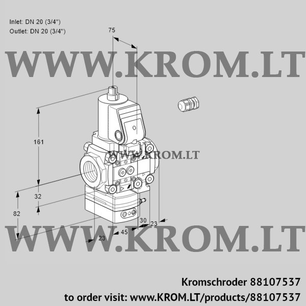 Kromschroder VAH 1E20R/20R05HEVWSR/PP/PP, 88107537 flow rate regulator, 88107537