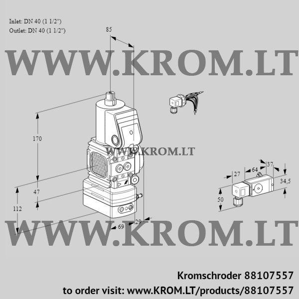 Kromschroder VAD 2E40R/40R05FD-50WR/3-/PP, 88107557 pressure regulator, 88107557