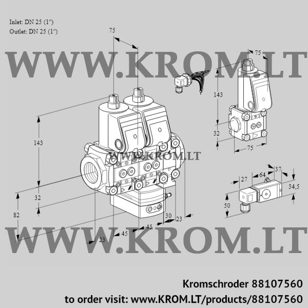 Kromschroder VCG 1E25R/25R05NGEVWR/-3PP/PPZS, 88107560 air/gas ratio control, 88107560