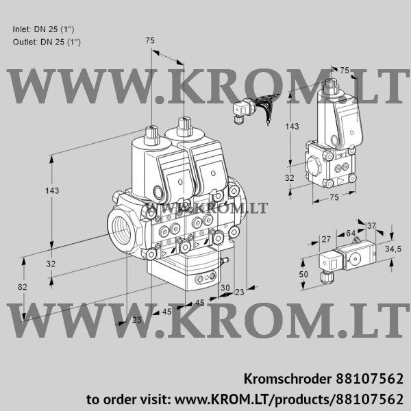 Kromschroder VCG 1E25R/25R05NGEVWR/-3PP/PPZS, 88107562 air/gas ratio control, 88107562