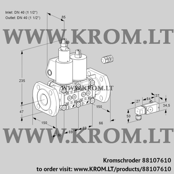 Kromschroder VCS 2E40F/40F05LNWL/PPMM/-3PP, 88107610 double solenoid valve, 88107610