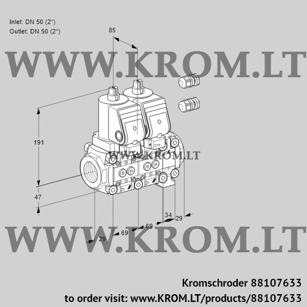 Kromschroder VCS 2E50R/50R05NNVKGR3/PPPP/PPPP, 88107633 double solenoid valve, 88107633