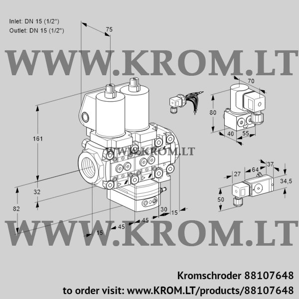 Kromschroder VCG 1E15R/15R05NGEVQGL/4-BY/2-PP, 88107648 air/gas ratio control, 88107648