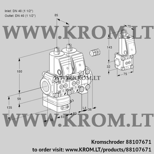 Kromschroder VCG 3E40R/40R05GENVWR/PPPP/PPZS, 88107671 air/gas ratio control, 88107671