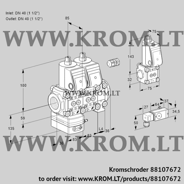 Kromschroder VCG 3E40R/40R05GENVWR/PP3-/PPZS, 88107672 air/gas ratio control, 88107672