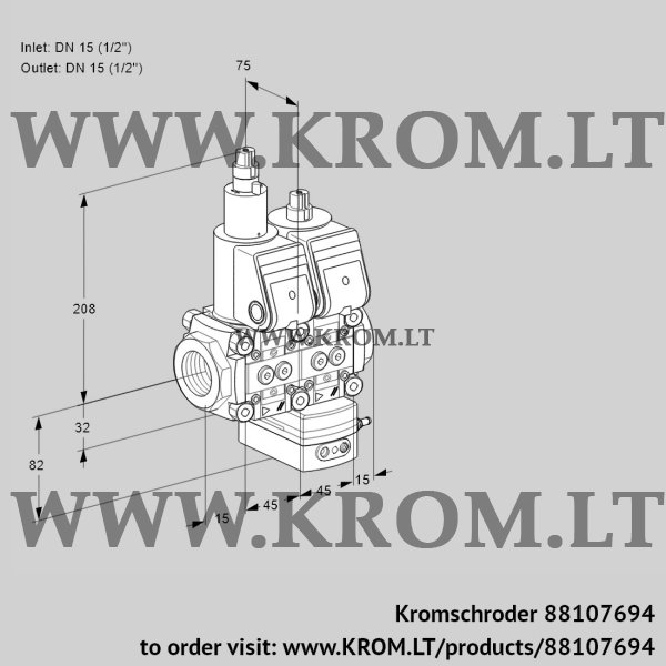 Kromschroder VCG 1E15R/15R05LGEWR/PPPP/PPPP, 88107694 air/gas ratio control, 88107694