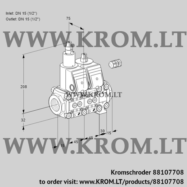 Kromschroder VCS 1E15R/15R05LNVWR/PPPP/PPPP, 88107708 double solenoid valve, 88107708